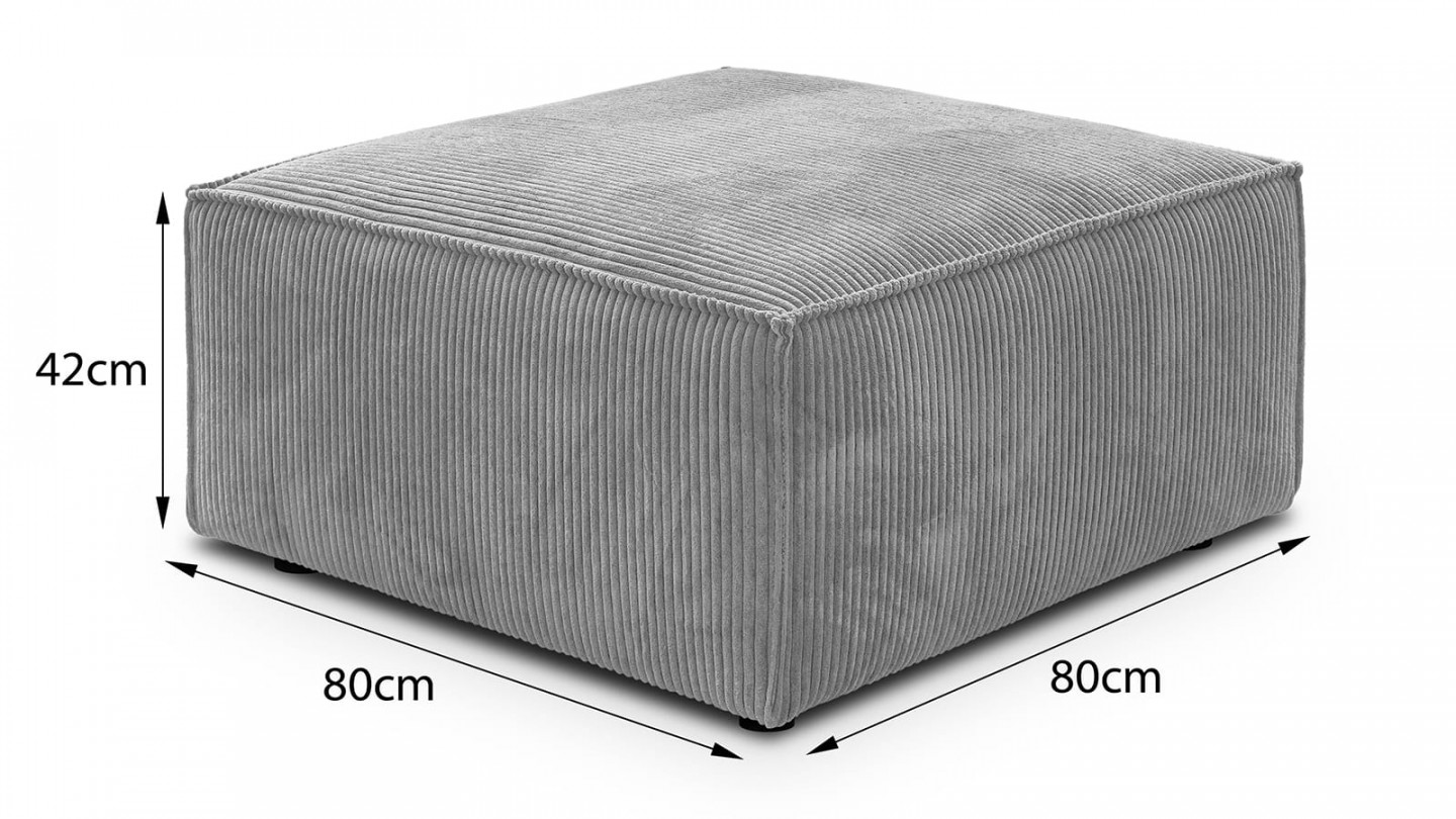 Pouf en velours côtelé gris clair - Harper Pouf en velours côtelé gris clair - Harper