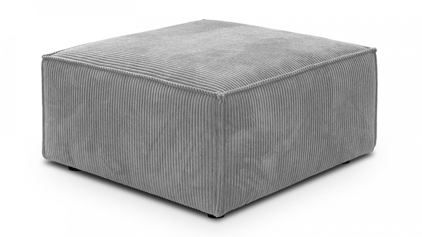 Pouf en velours côtelé gris clair - Harper Pouf en velours côtelé gris clair - Harper