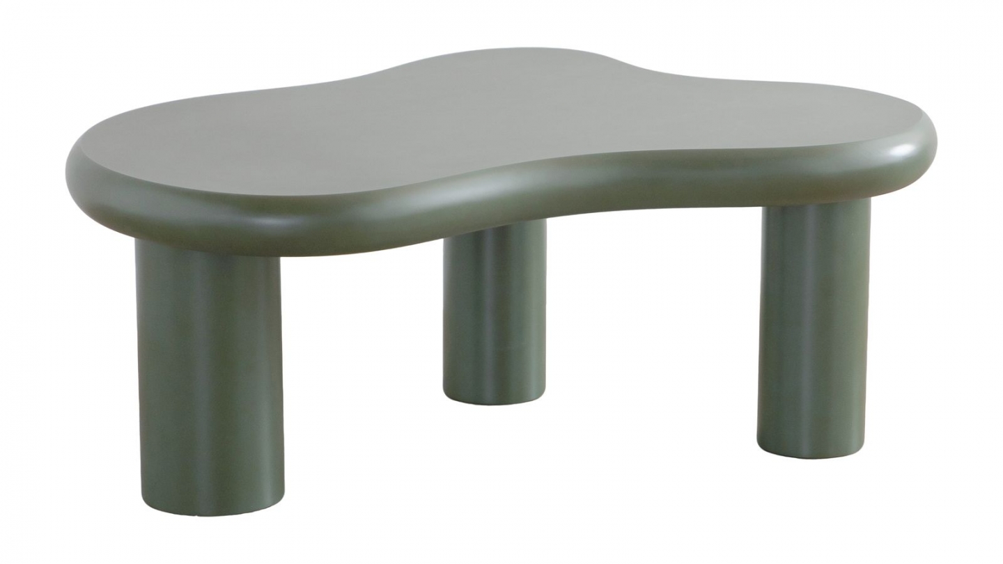 Lot de 2 tables basses organiques gigognes vert mat - Wave