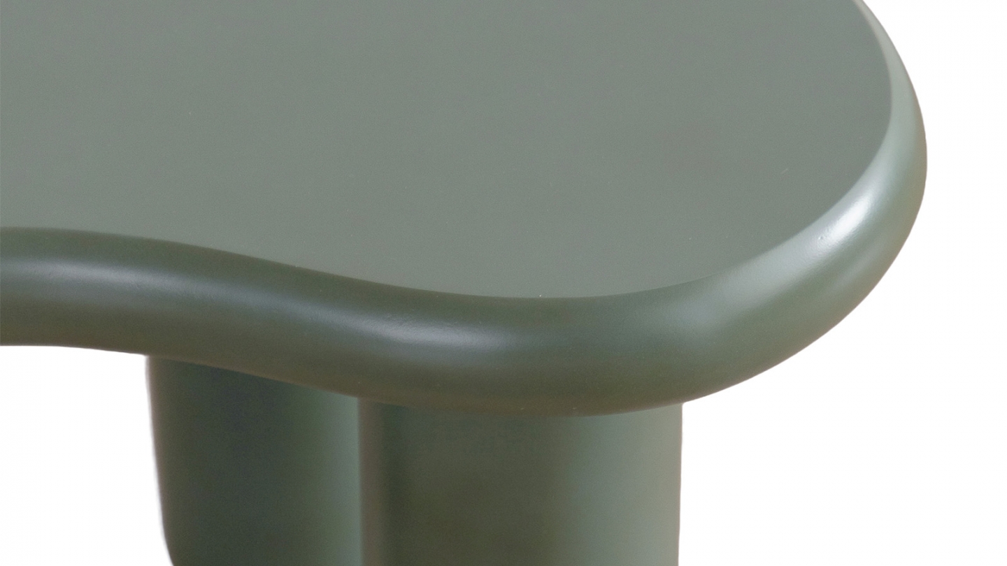 Lot de 2 tables basses organiques gigognes vert mat - Wave