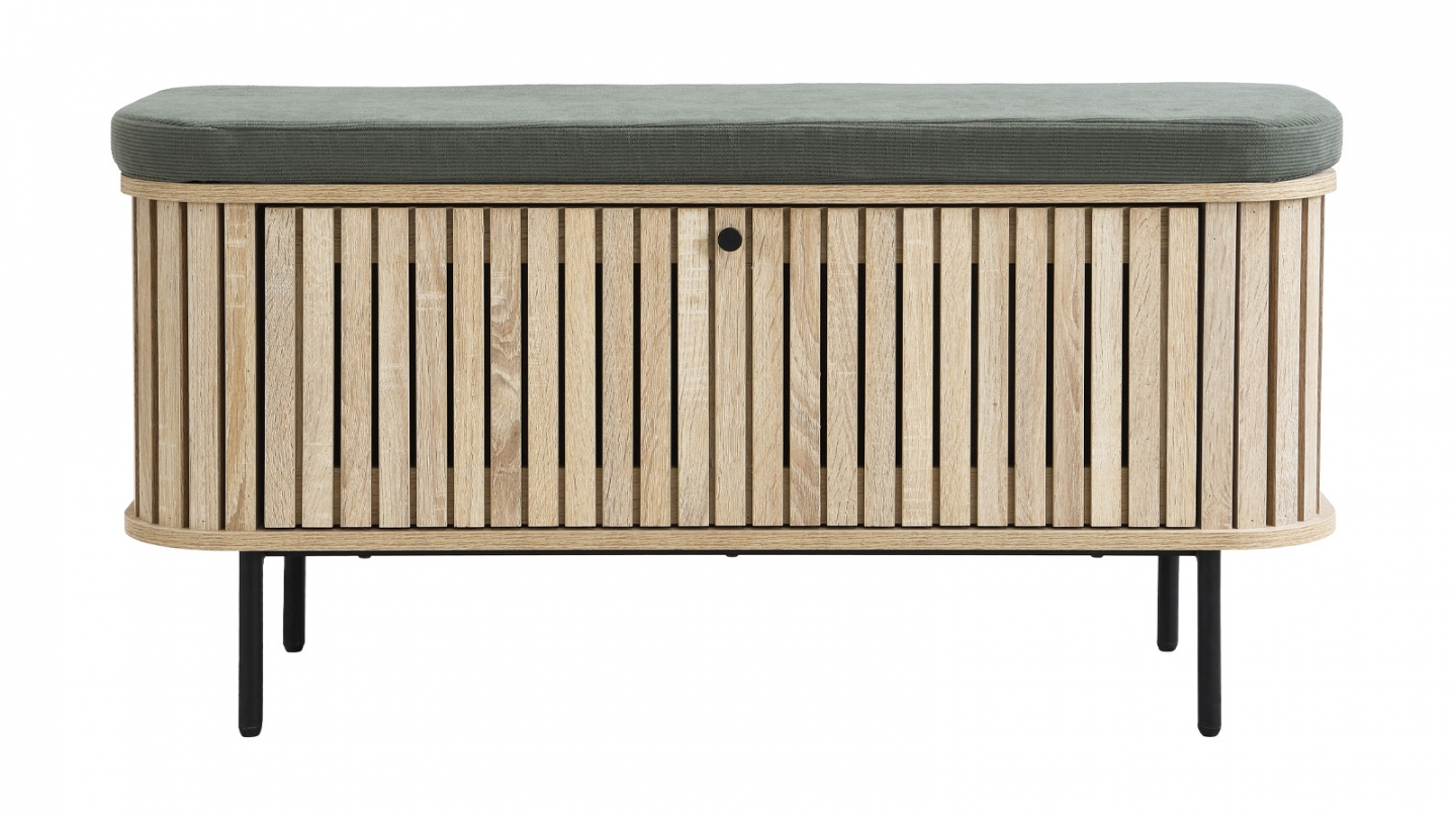 Banc d'entrée avec rangement chaussures en bois couleur chêne 100 cm - Solna Banc d'entrée avec rangement chaussures en bois couleur chêne 100 cm - Solna