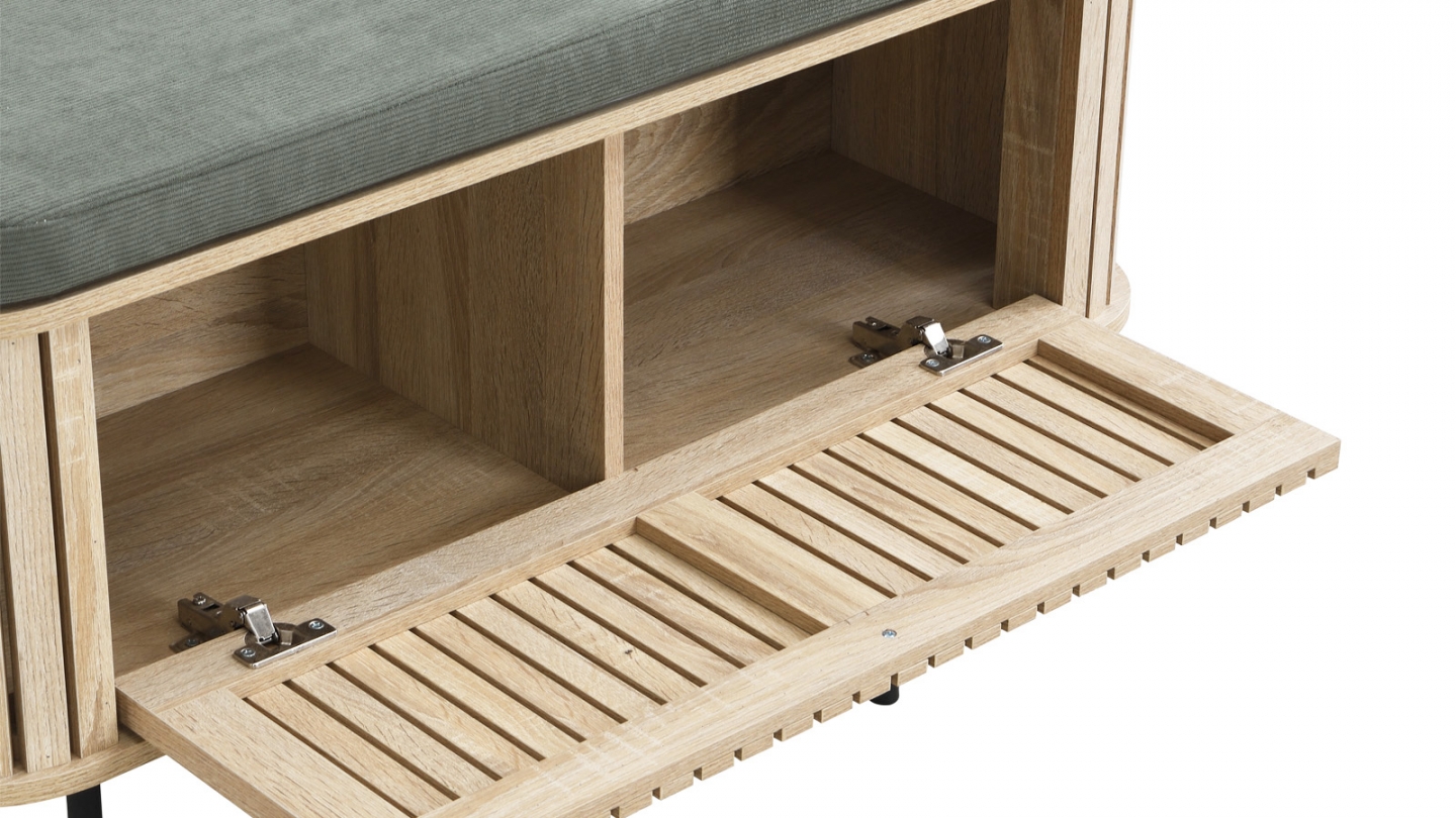 Banc d'entrée avec rangement chaussures en bois couleur chêne 100 cm - Solna Banc d'entrée avec rangement chaussures en bois couleur chêne 100 cm - Solna