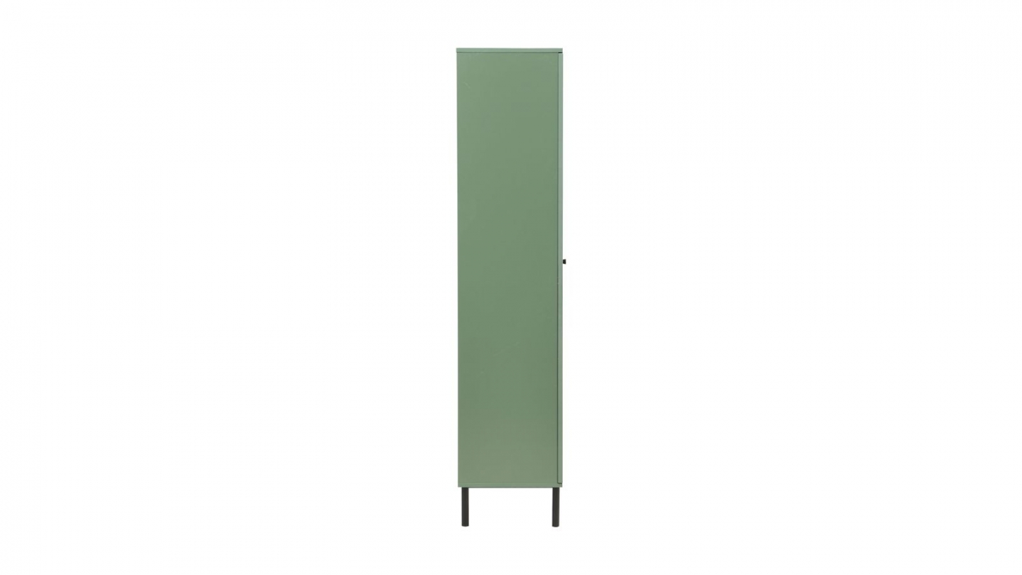 Armoire 2 portes bicolore vert / cannage L100xP40xH185 cm - Luma