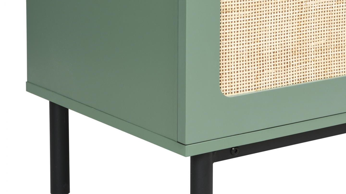 Armoire 2 portes bicolore vert / cannage L100xP40xH185 cm - Luma