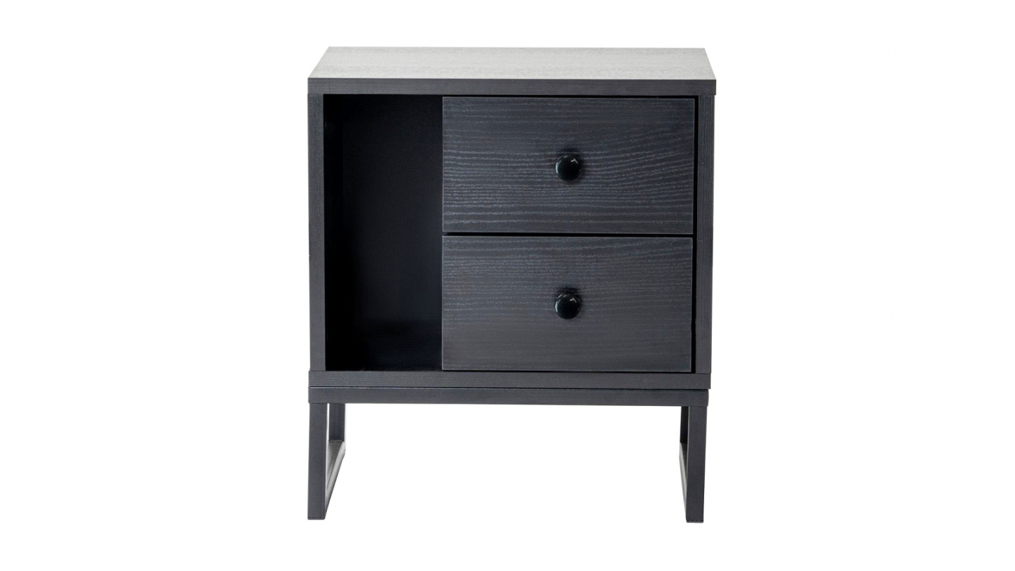 Table de chevet 2 tiroirs noir 45 cm - Lior Table de chevet 2 tiroirs noir 45 cm - Lior