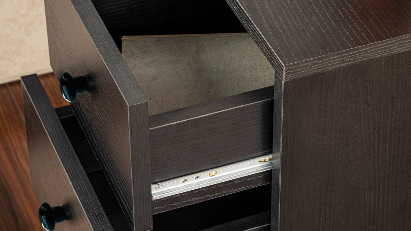 Table de chevet 2 tiroirs noir 45 cm - Lior Table de chevet 2 tiroirs noir 45 cm - Lior