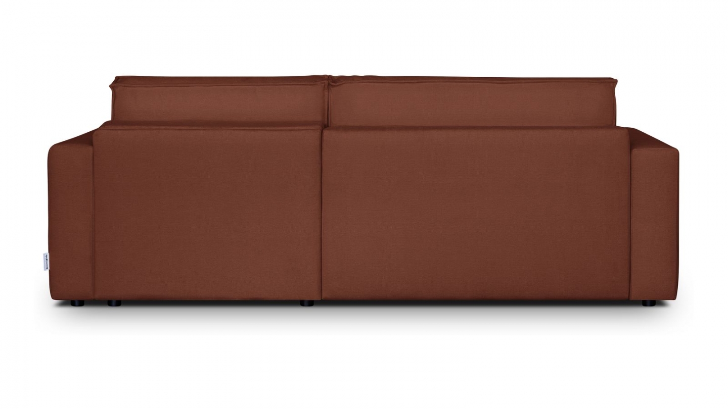 Canapé d'angle à droite convertible 3 places en tissu chenille rouille foncé - Asti Canapé d'angle à droite convertible 3 places en tissu chenille rouille foncé - Asti