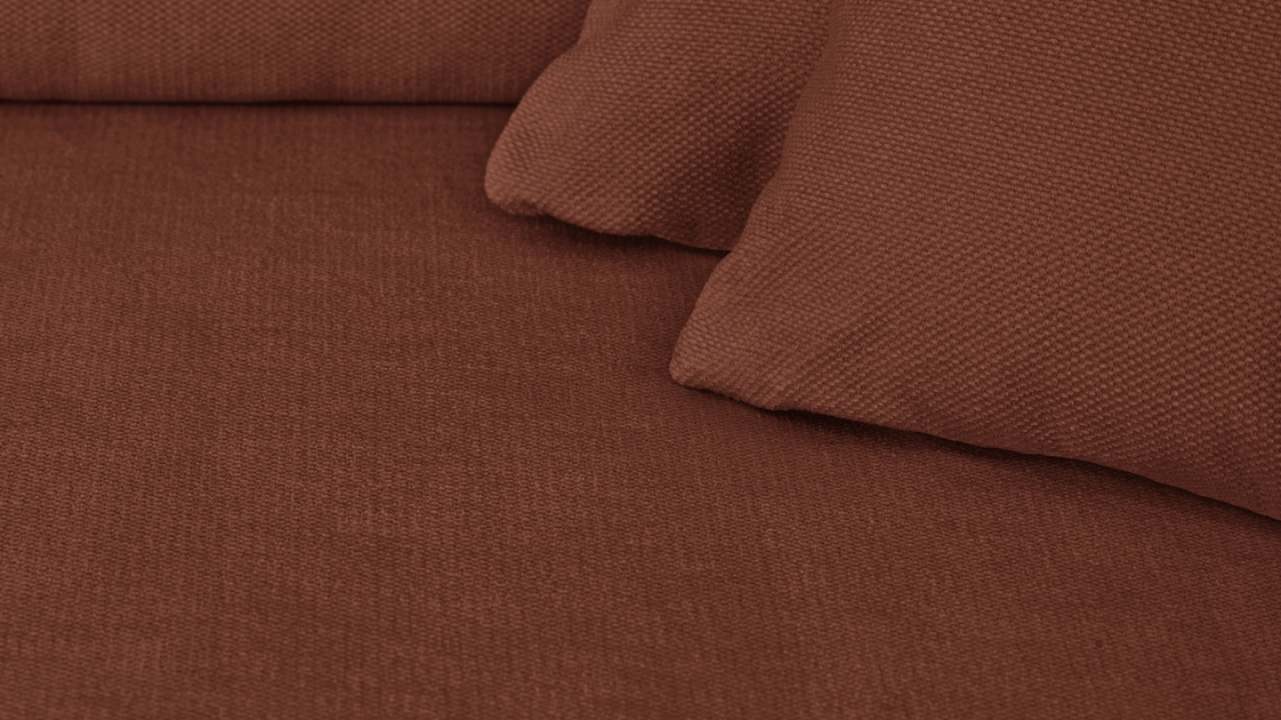 Canapé d'angle à droite convertible 3 places en tissu chenille rouille foncé - Asti Canapé d'angle à droite convertible 3 places en tissu chenille rouille foncé - Asti