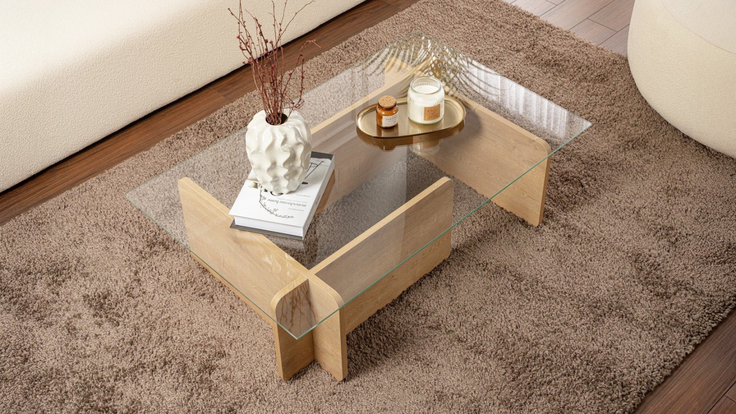Table basse rectangulaire effet Chêne 105 cm - Naelis Table basse rectangulaire effet Chêne 105 cm - Naelis