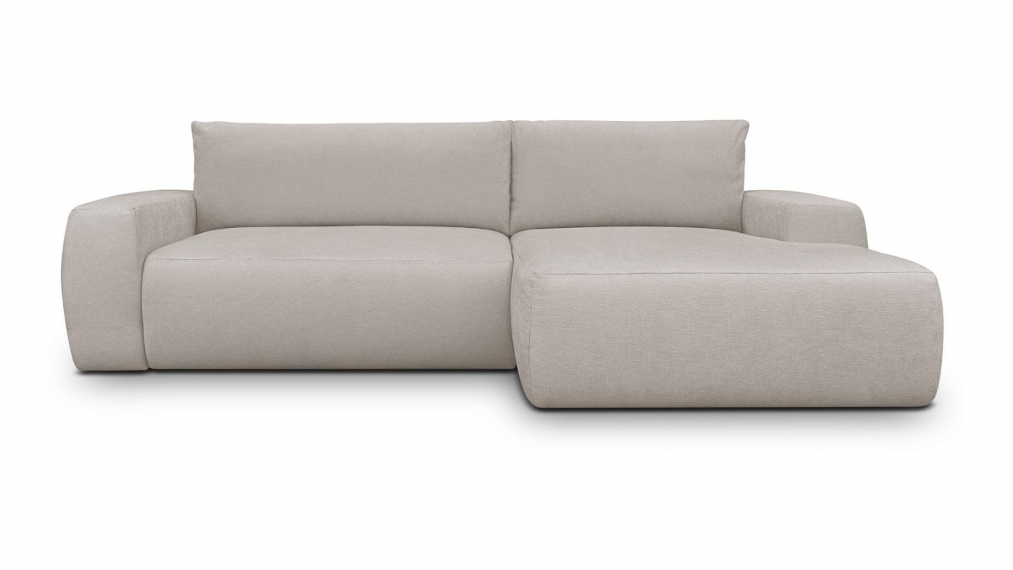 Canapé d'angle droit convertible 3 places en tissu chenille taupe - Sonny Canapé d'angle droit convertible 3 places en tissu chenille taupe - Sonny