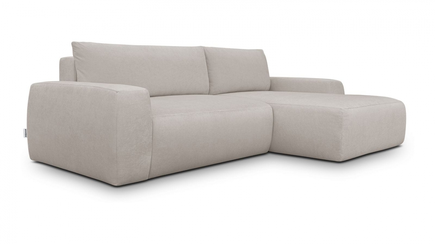 Canapé d'angle droit convertible 3 places en tissu chenille taupe - Sonny Canapé d'angle droit convertible 3 places en tissu chenille taupe - Sonny