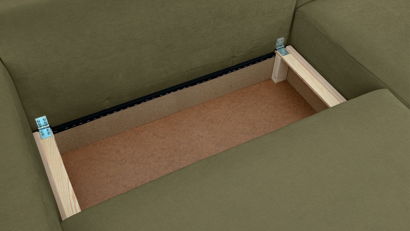 Canapé d'angle droit convertible 3 places en tissu chenille vert kaki - Sonny Canapé d'angle droit convertible 3 places en tissu chenille vert kaki - Sonny