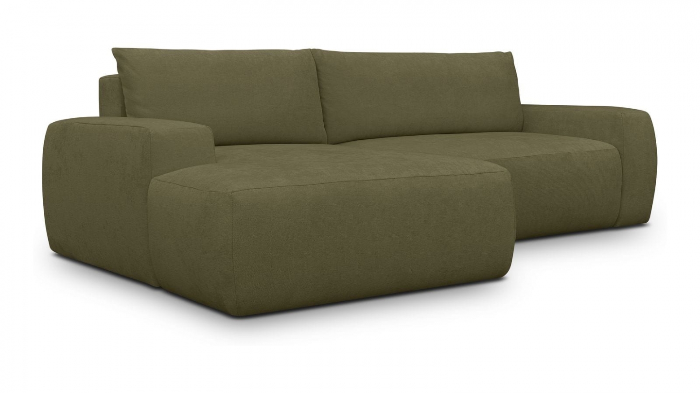 Canapé d'angle gauche convertible 3 places en tissu chenille vert kaki - Sonny Canapé d'angle gauche convertible 3 places en tissu chenille vert kaki - Sonny