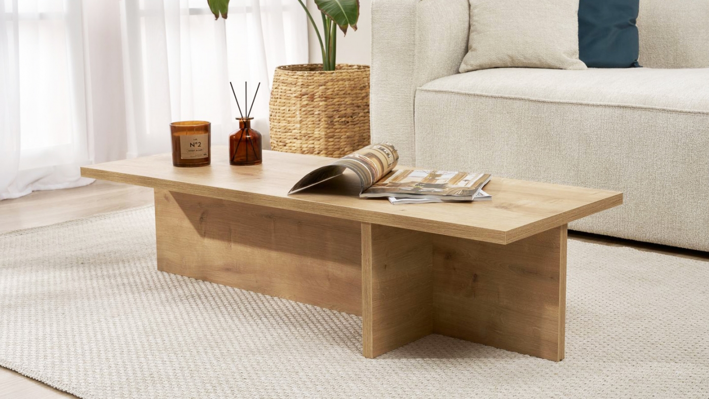 Table basse rectangulaire effet Chêne 120 cm - Arden Table basse rectangulaire effet Chêne 120 cm - Arden