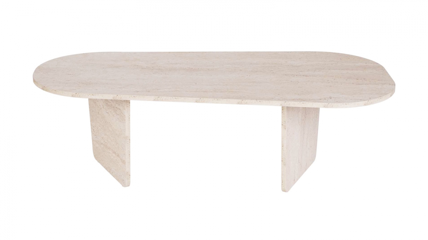 Table basse organique effet travertin 130 cm - Ceane Table basse organique effet travertin 130 cm - Ceane