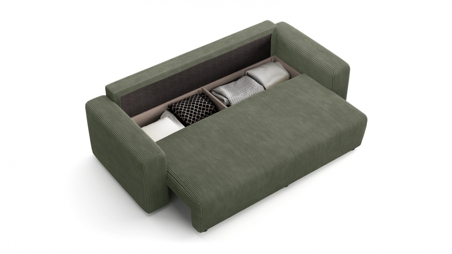 Canapé convertible 3 places en velours côtelé vert kaki - Fjord Canapé convertible 3 places en velours côtelé vert kaki - Fjord