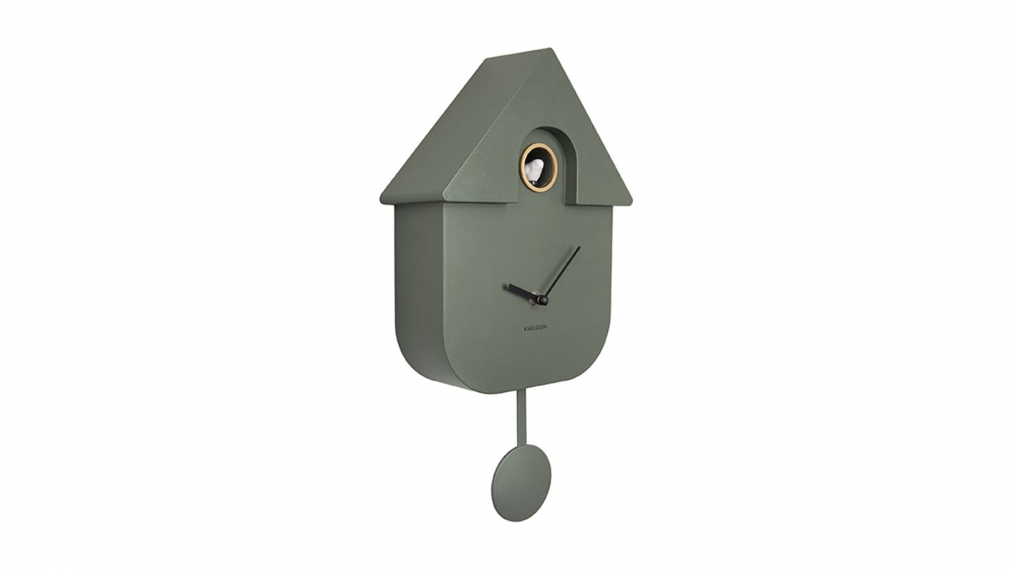 Horloge murale en métal vert kaki - Modern Cuckoo Horloge murale en métal vert kaki - Modern Cuckoo