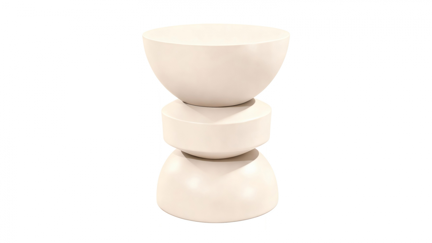 Bout de canapé en résine beige mat Ø30 cm - Elin Bout de canapé en résine beige mat Ø30 cm - Elin