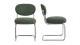 Lot de 2 chaises de salle à manger en tissu chenille vert, piètement chromé - Lou