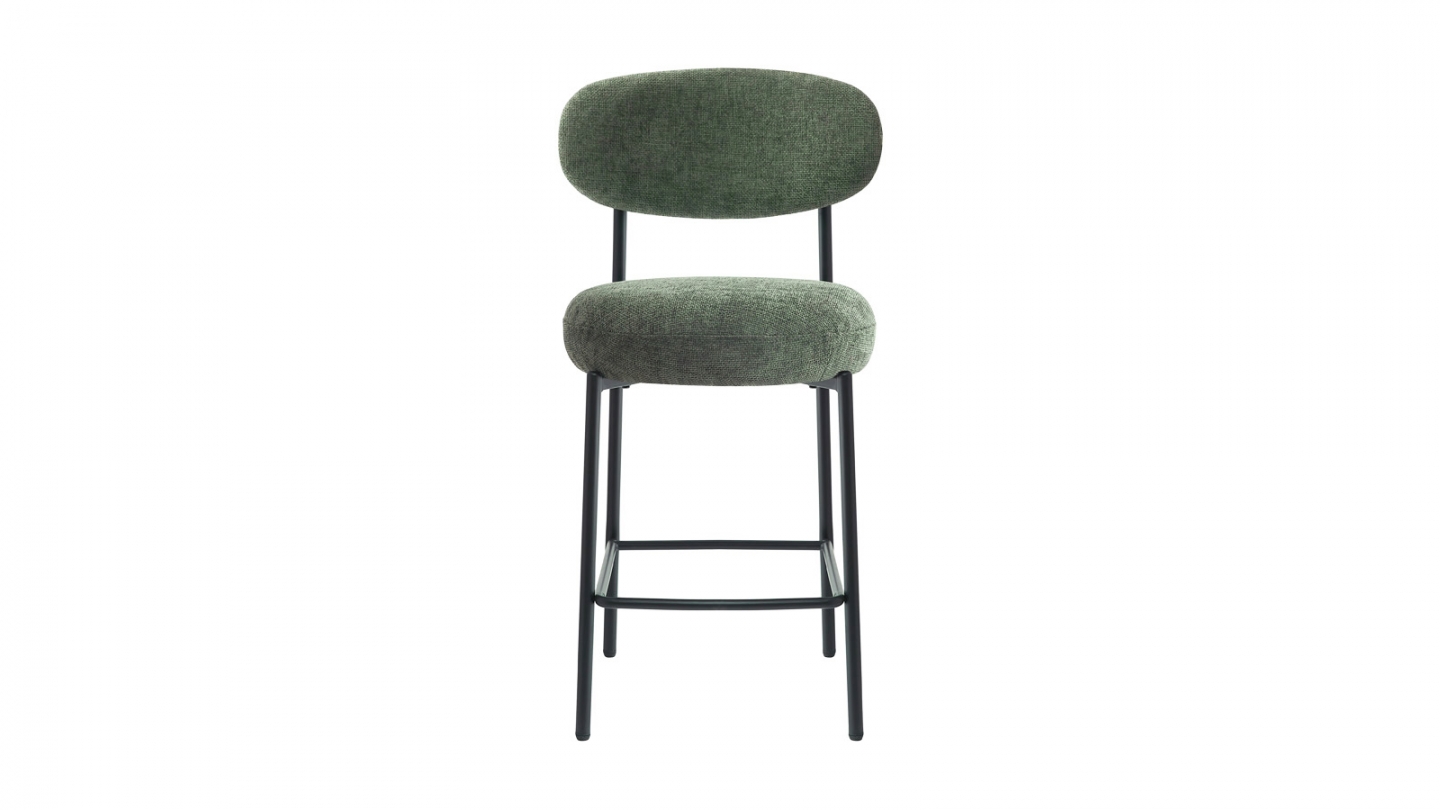 Lot de 2 tabourets de bar en tissu vert - Orla Lot de 2 tabourets de bar en tissu vert - Orla