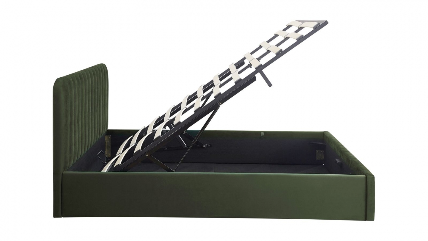 Ensemble Lit coffre adulte 140x190cm avec tête de lit en velours vert kaki - Ava + Matelas mémoire de forme - Memo HR Ensemble Lit coffre adulte 140x190cm avec tête de lit en velours vert kaki - Ava + Matelas mémoire de forme - Memo HR