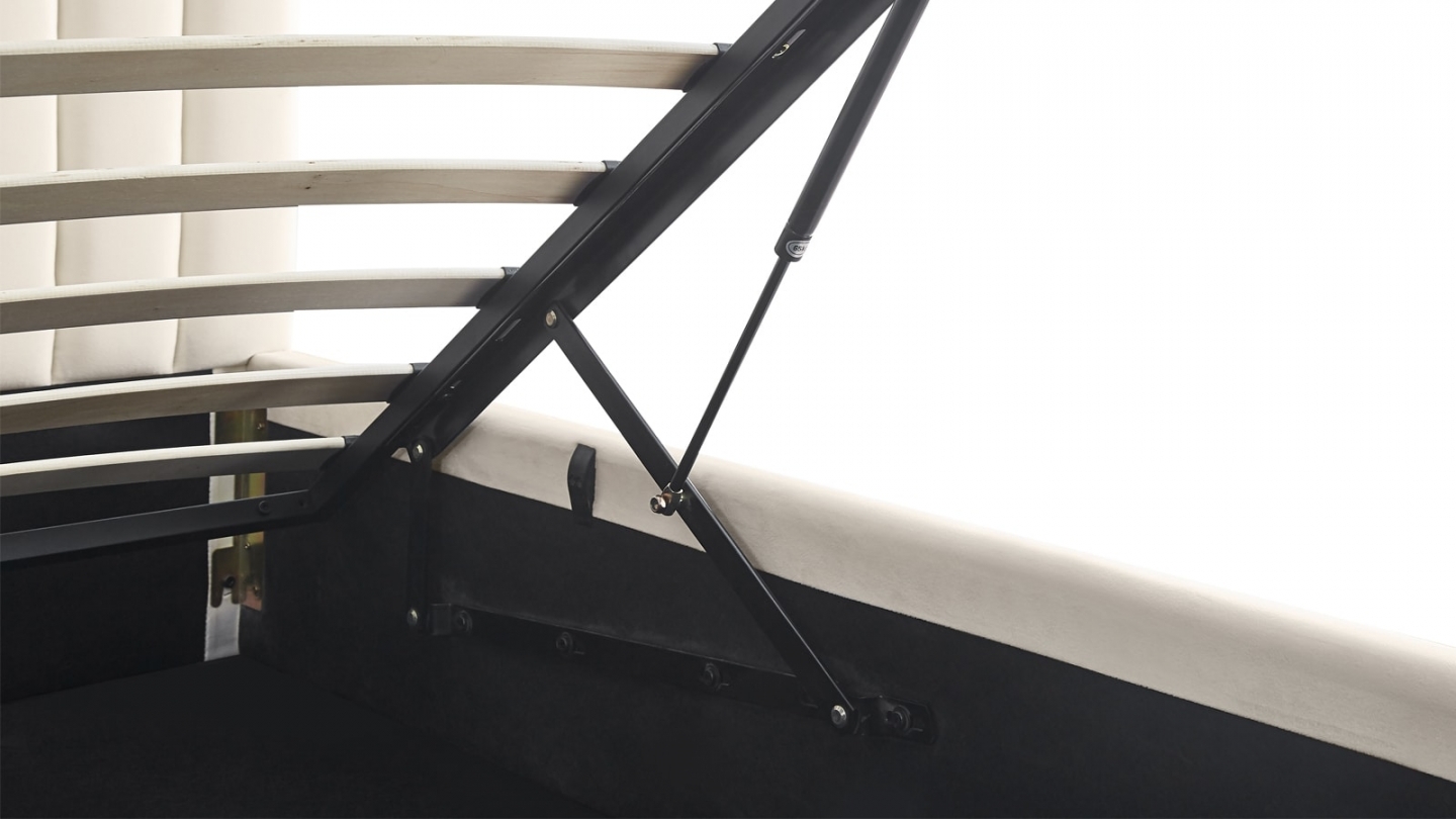 Ensemble Lit coffre adulte 140x190cm avec tête de lit en velours beige - Ava + Matelas mémoire de forme - Dual Confort Ensemble Lit coffre adulte 140x190cm avec tête de lit en velours beige - Ava + Matelas mémoire de forme - Dual Confort