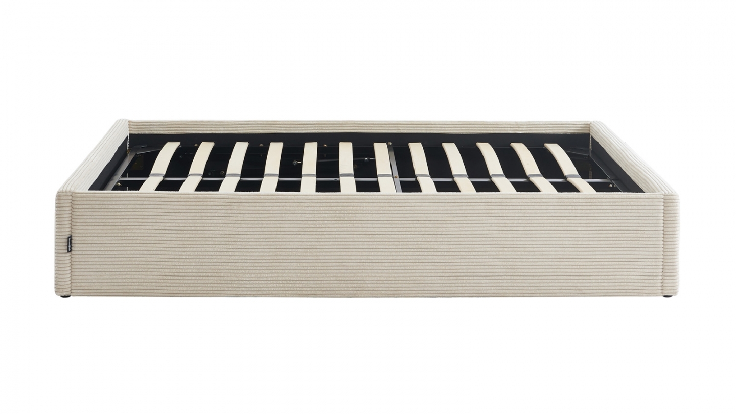 Ensemble Lit coffre adulte 160x200cm en velours côtelé beige avec sommier - Handy + Matelas mémoire de forme - Dual Confort Ensemble Lit coffre adulte 160x200cm en velours côtelé beige avec sommier - Handy + Matelas mémoire de forme - Dual Confort