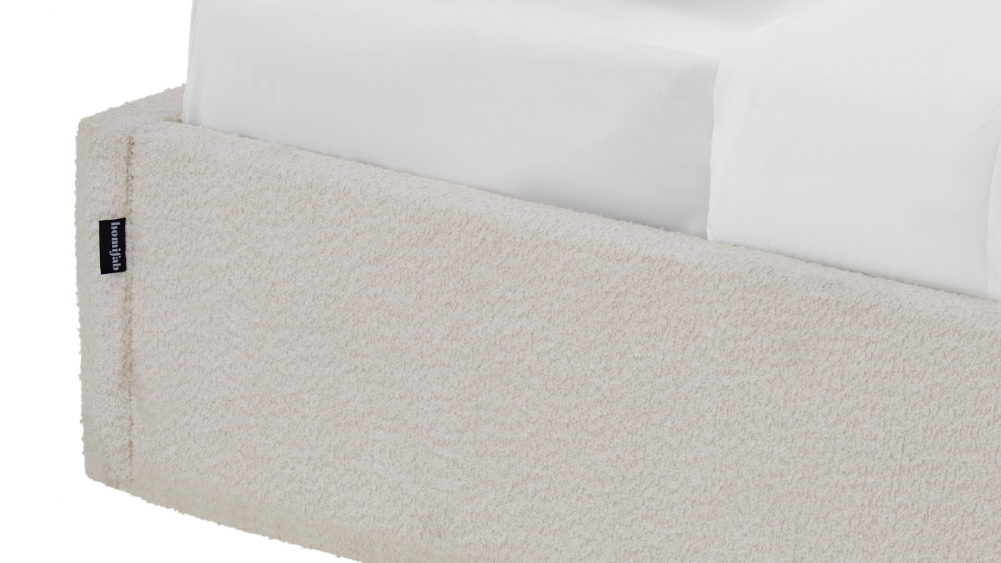 Ensemble Lit coffre adulte 180x200cm en tissu bouclé beige avec sommier - Handy + Matelas mémoire de forme - Dual Confort Ensemble Lit coffre adulte 180x200cm en tissu bouclé beige avec sommier - Handy + Matelas mémoire de forme - Dual Confort