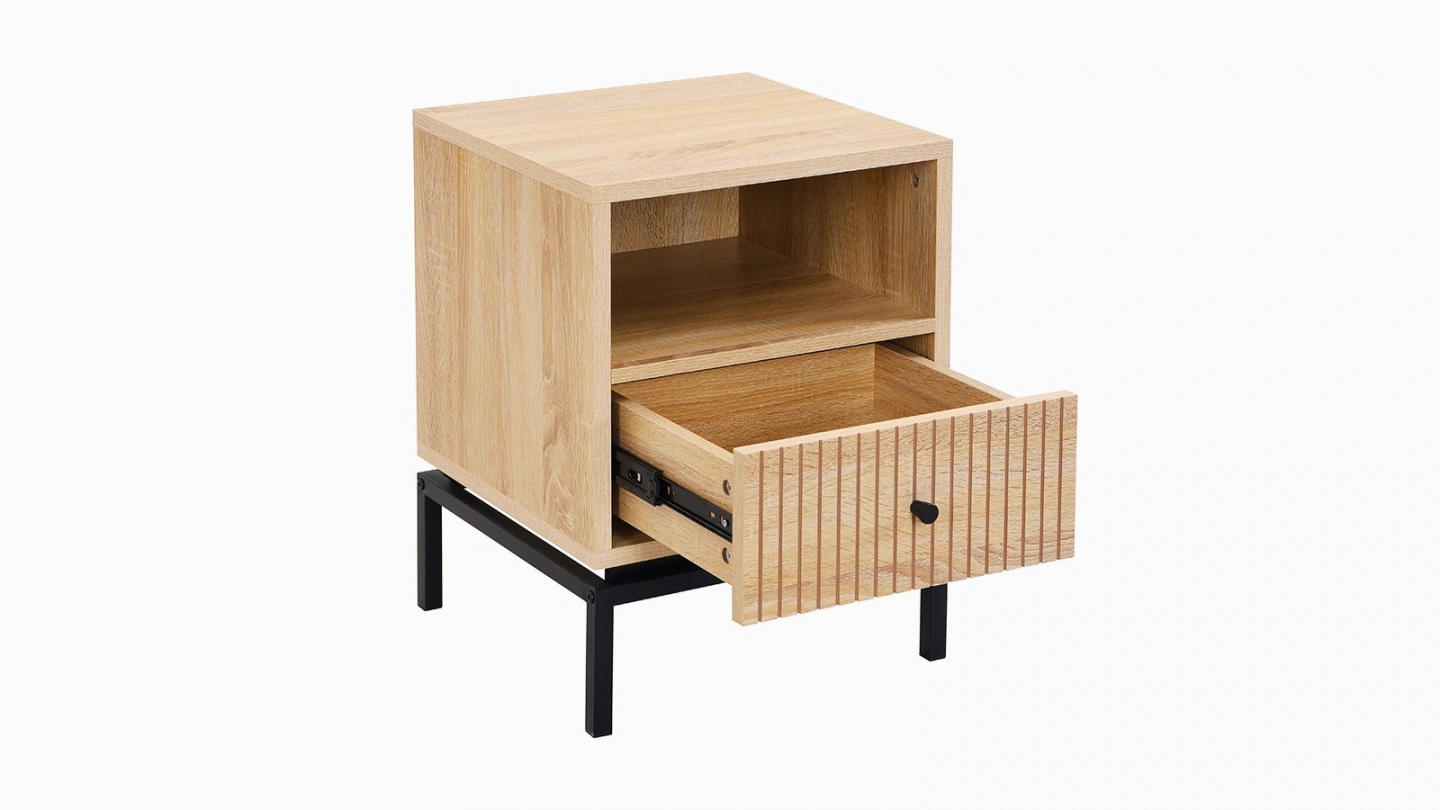 Lot de 2 tables de chevet 1 tiroir effet bois 40 cm - Talia Lot de 2 tables de chevet 1 tiroir effet bois 40 cm - Talia