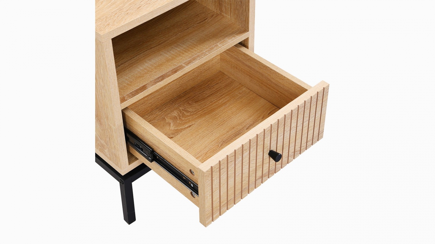 Lot de 2 tables de chevet 1 tiroir effet bois 40 cm - Talia Lot de 2 tables de chevet 1 tiroir effet bois 40 cm - Talia