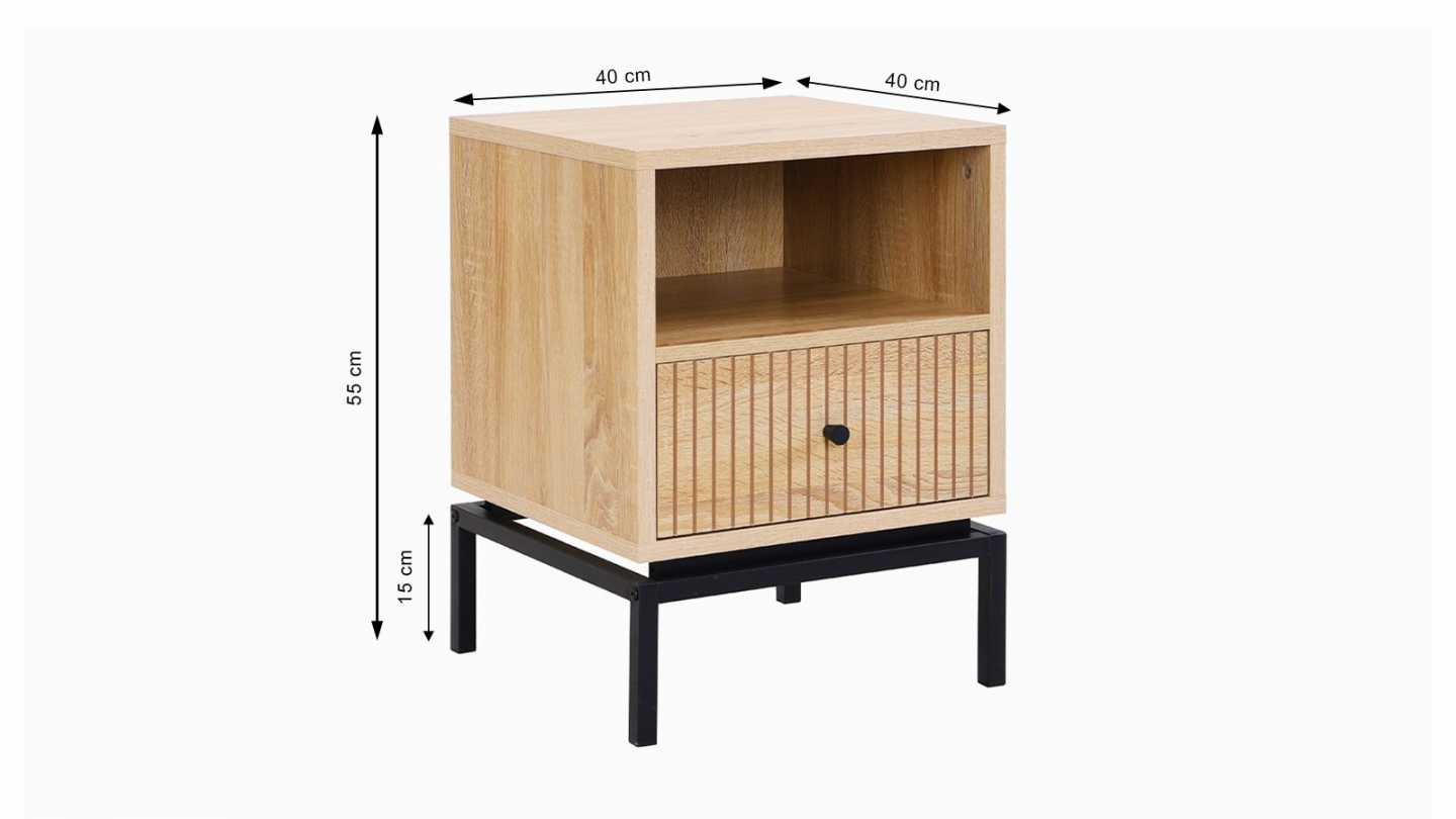 Lot de 2 tables de chevet 1 tiroir effet bois 40 cm - Talia Lot de 2 tables de chevet 1 tiroir effet bois 40 cm - Talia