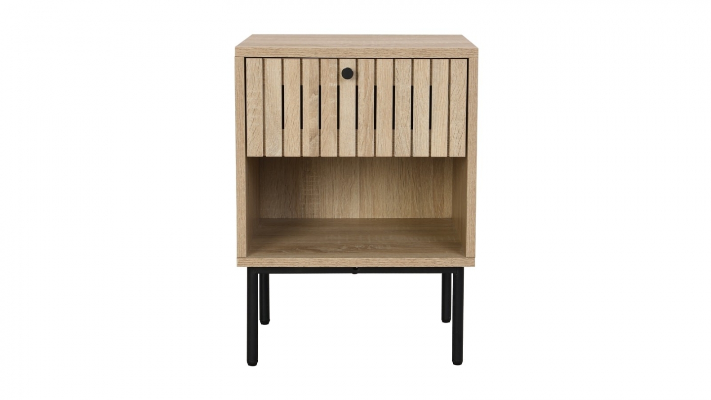 Lot de 2 tables de chevet 1 tiroir couleur chêne 40 cm - Solna Lot de 2 tables de chevet 1 tiroir couleur chêne 40 cm - Solna