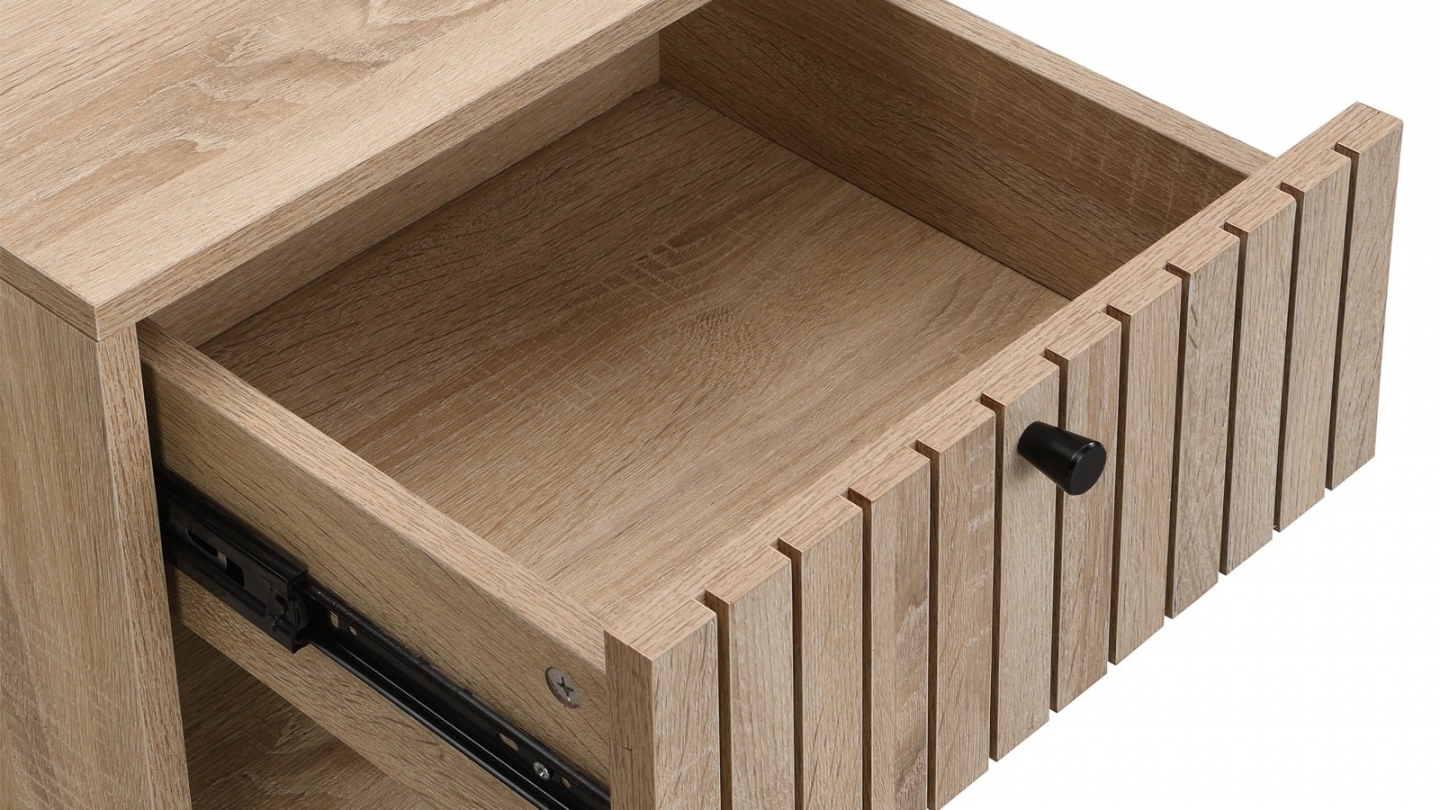 Lot de 2 tables de chevet 1 tiroir couleur chêne 40 cm - Solna Lot de 2 tables de chevet 1 tiroir couleur chêne 40 cm - Solna