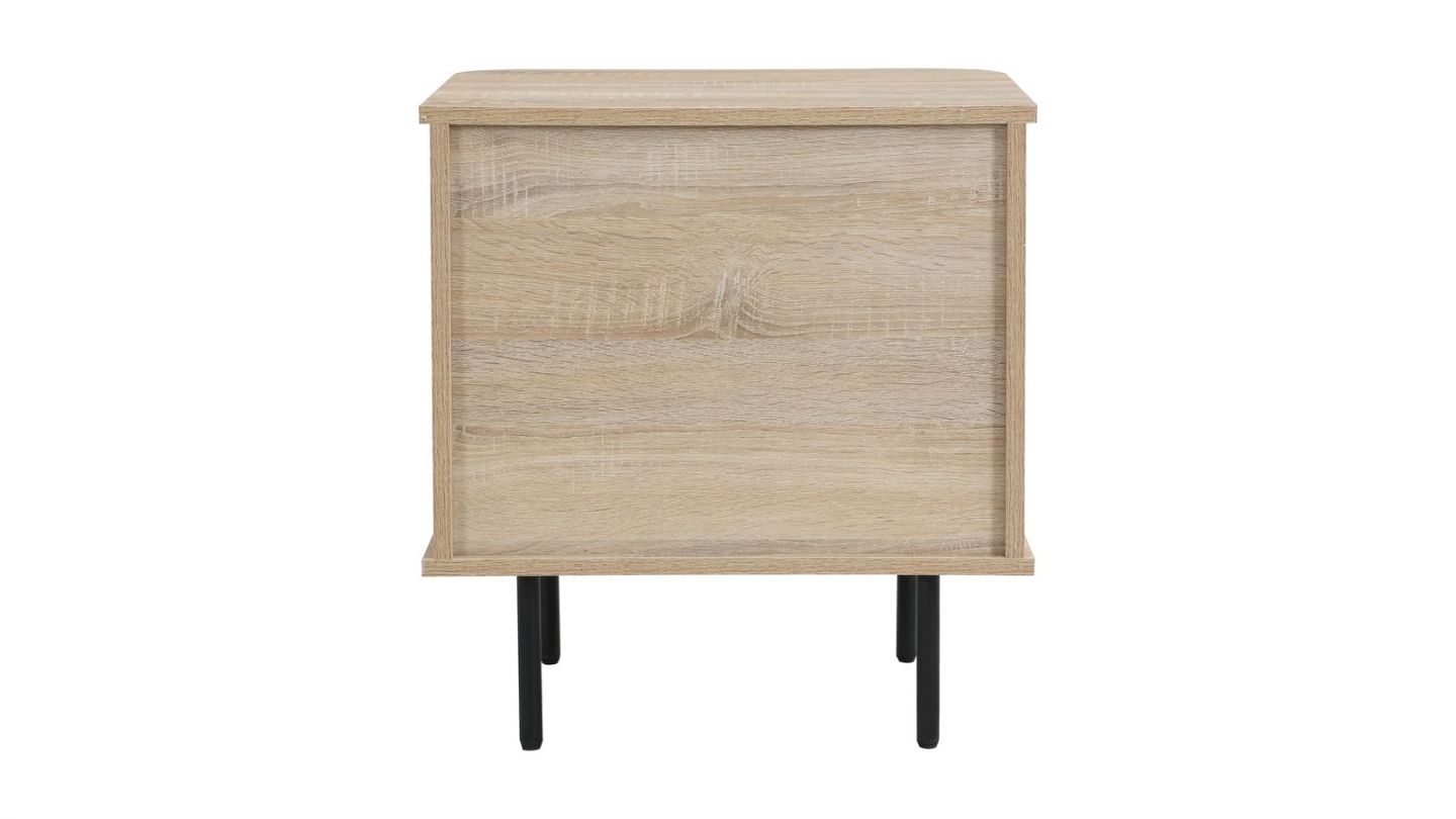 Lot de 2 tables de chevet 2 tiroirs rainurés couleur chêne L50xH55 cm - Solna Lot de 2 tables de chevet 2 tiroirs rainurés couleur chêne L50xH55 cm - Solna