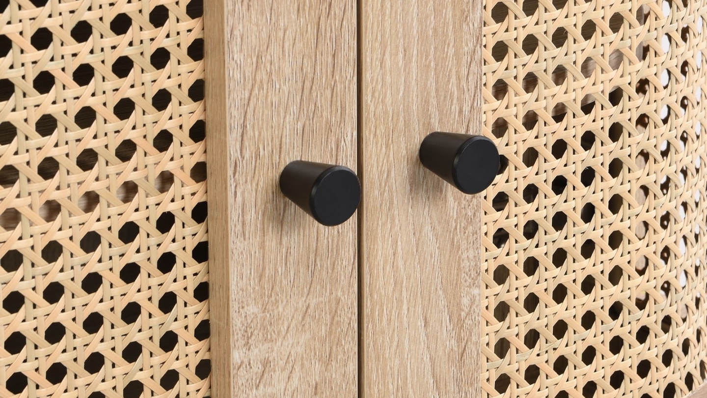 Ensemble Lit adulte 140x190 cm en velours côtelé vert kaki avec tête de lit en cannage Dalia + lot de 2 chevets Bali Ensemble Lit adulte 140x190 cm en velours côtelé vert kaki avec tête de lit en cannage Dalia + lot de 2 chevets Bali