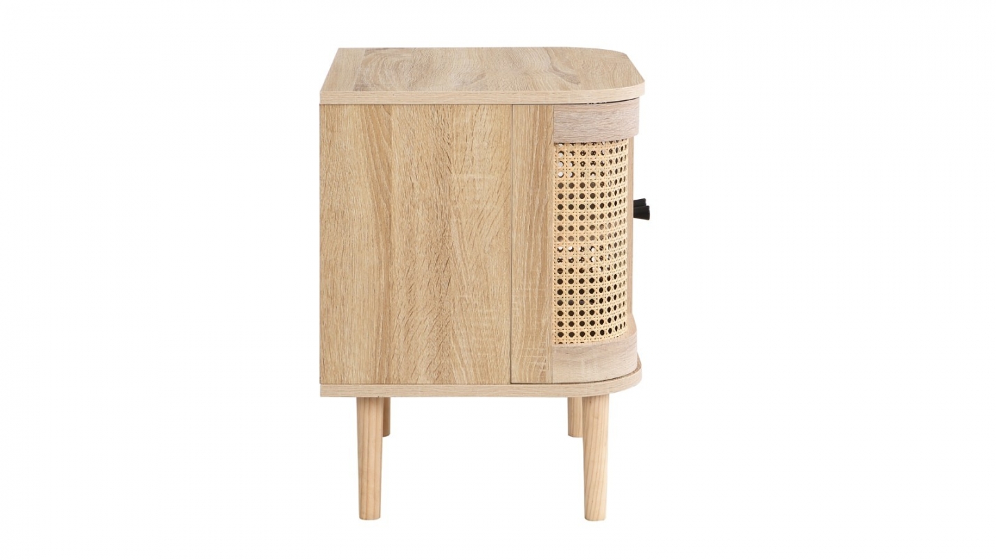 Ensemble Lit adulte 140x190 cm en velours côtelé vert kaki avec tête de lit en cannage Dalia + lot de 2 chevets Bali Ensemble Lit adulte 140x190 cm en velours côtelé vert kaki avec tête de lit en cannage Dalia + lot de 2 chevets Bali