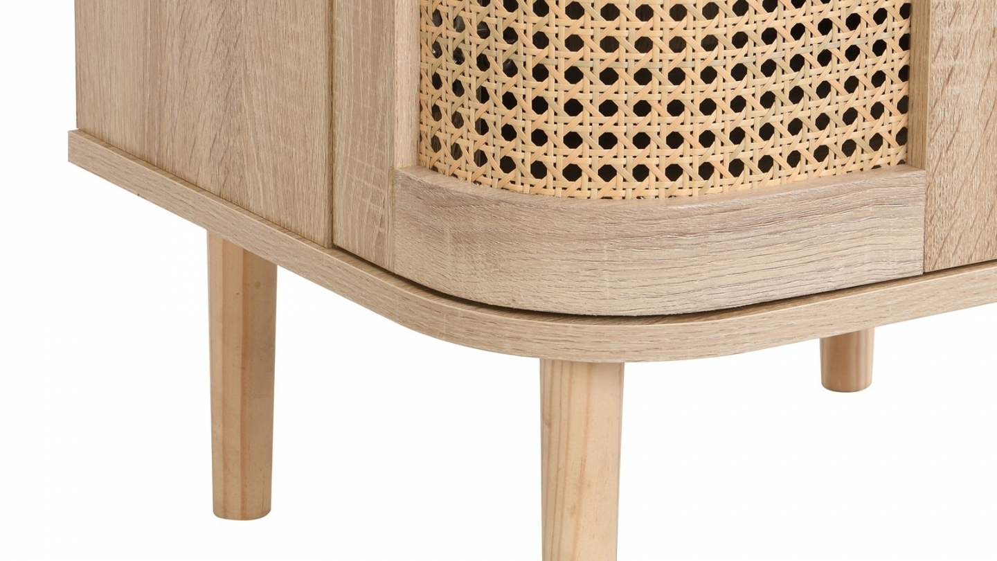 Ensemble Lit adulte 140x190 cm en velours côtelé vert kaki avec tête de lit en cannage Dalia + lot de 2 chevets Bali Ensemble Lit adulte 140x190 cm en velours côtelé vert kaki avec tête de lit en cannage Dalia + lot de 2 chevets Bali