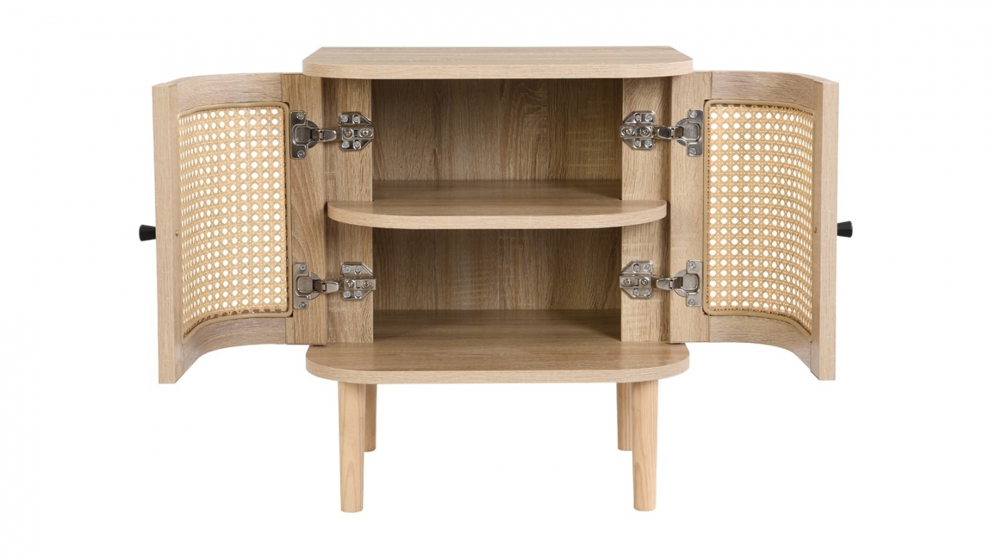 Ensemble Lit adulte 140x190 cm en velours côtelé beige avec tête de lit en cannage Dalia + lot de 2 chevets Bali Ensemble Lit adulte 140x190 cm en velours côtelé beige avec tête de lit en cannage Dalia + lot de 2 chevets Bali