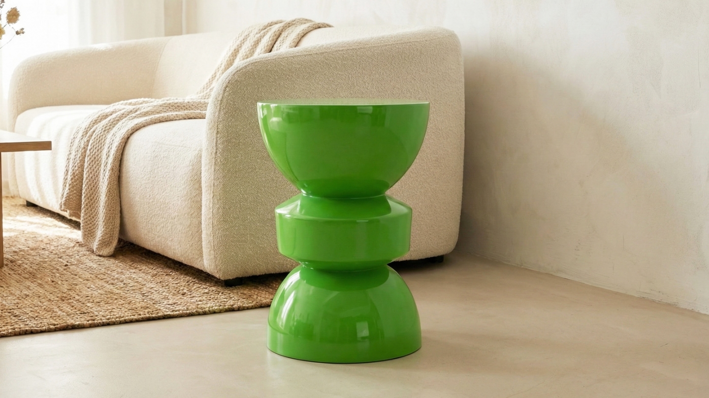 Bout de canapé en résine vert brillant Ø30 cm - Elin Bout de canapé en résine vert brillant Ø30 cm - Elin