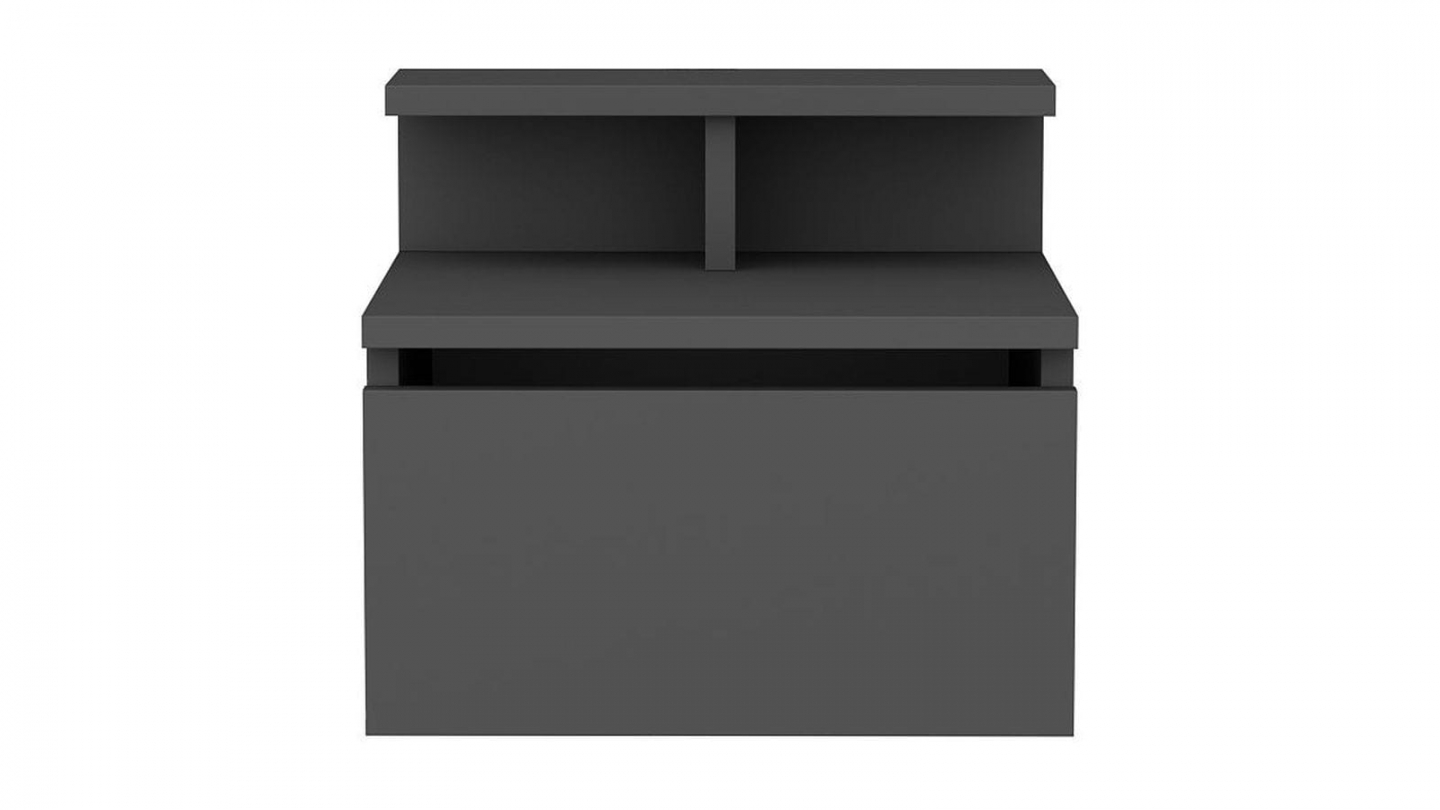 Table de chevet suspendue 1 porte gris anthracite 40 cm - Mara Table de chevet suspendue 1 porte gris anthracite 40 cm - Mara