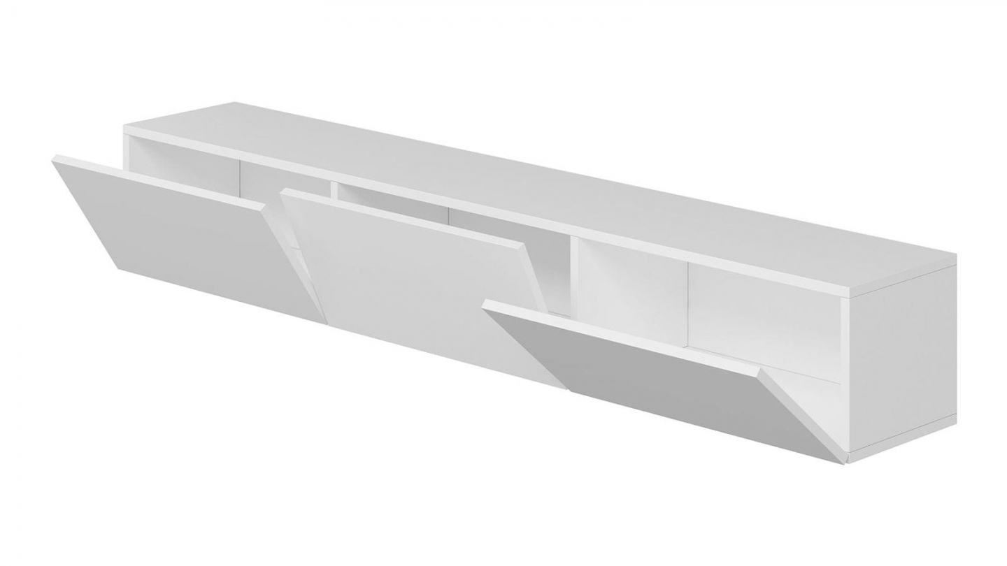 Meuble TV suspendu 3 portes blanc 180 cm - Veria Meuble TV suspendu 3 portes blanc 180 cm - Veria