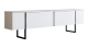 Meuble TV 2 portes blanc, piètement noir 180 cm - Celia