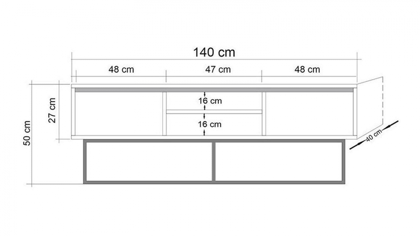 Meuble TV 2 tiroirs 2 niches effet noyer 140 cm - Nerio Meuble TV 2 tiroirs 2 niches effet noyer 140 cm - Nerio