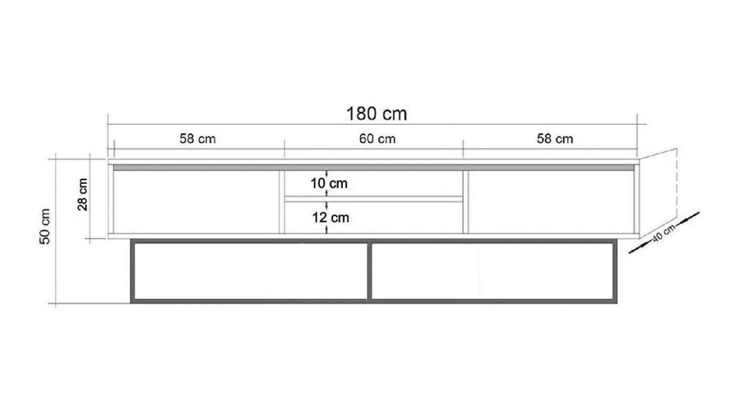 Meuble TV 2 tiroirs 2 niches effet noyer 180 cm - Nerio Meuble TV 2 tiroirs 2 niches effet noyer 180 cm - Nerio