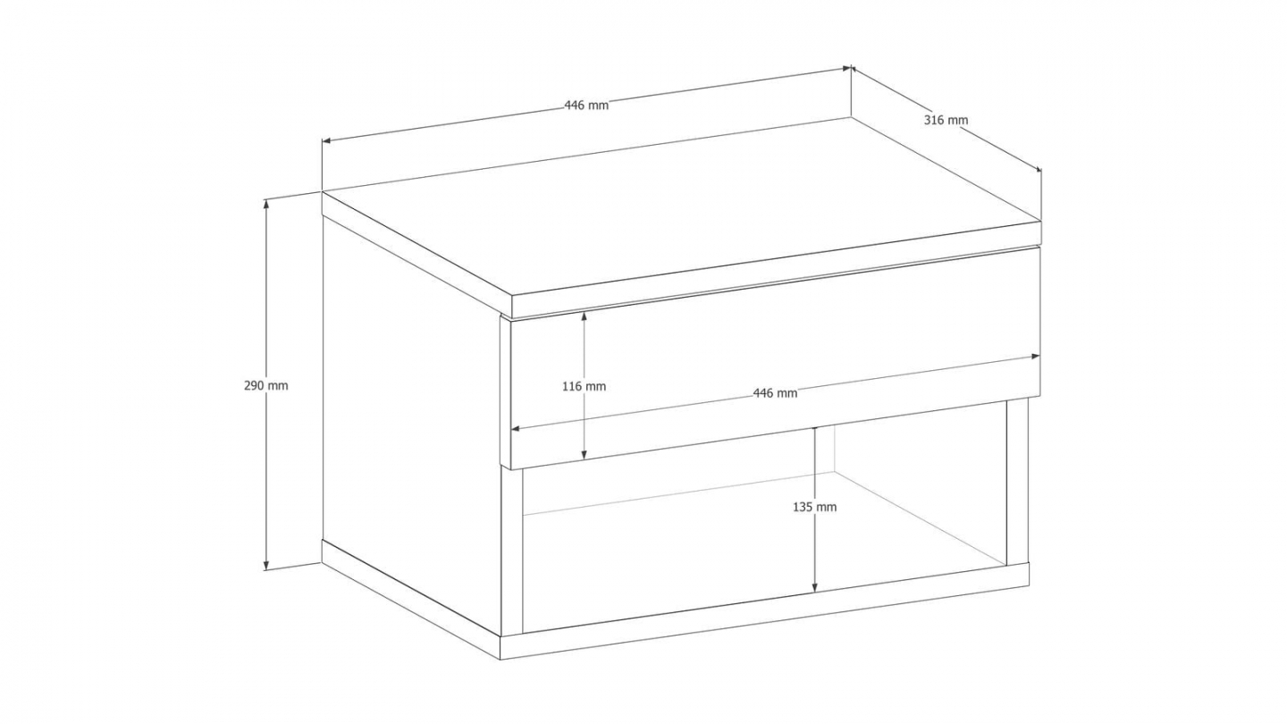 Table de chevet suspendue 1 tiroir 1 niche effet noyer 45 cm - Cosenza Table de chevet suspendue 1 tiroir 1 niche effet noyer 45 cm - Cosenza