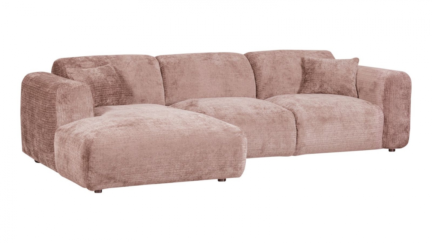 Canapé d'angle à gauche en tissu chenille vieux rose - Cloud Canapé d'angle à gauche en tissu chenille vieux rose - Cloud