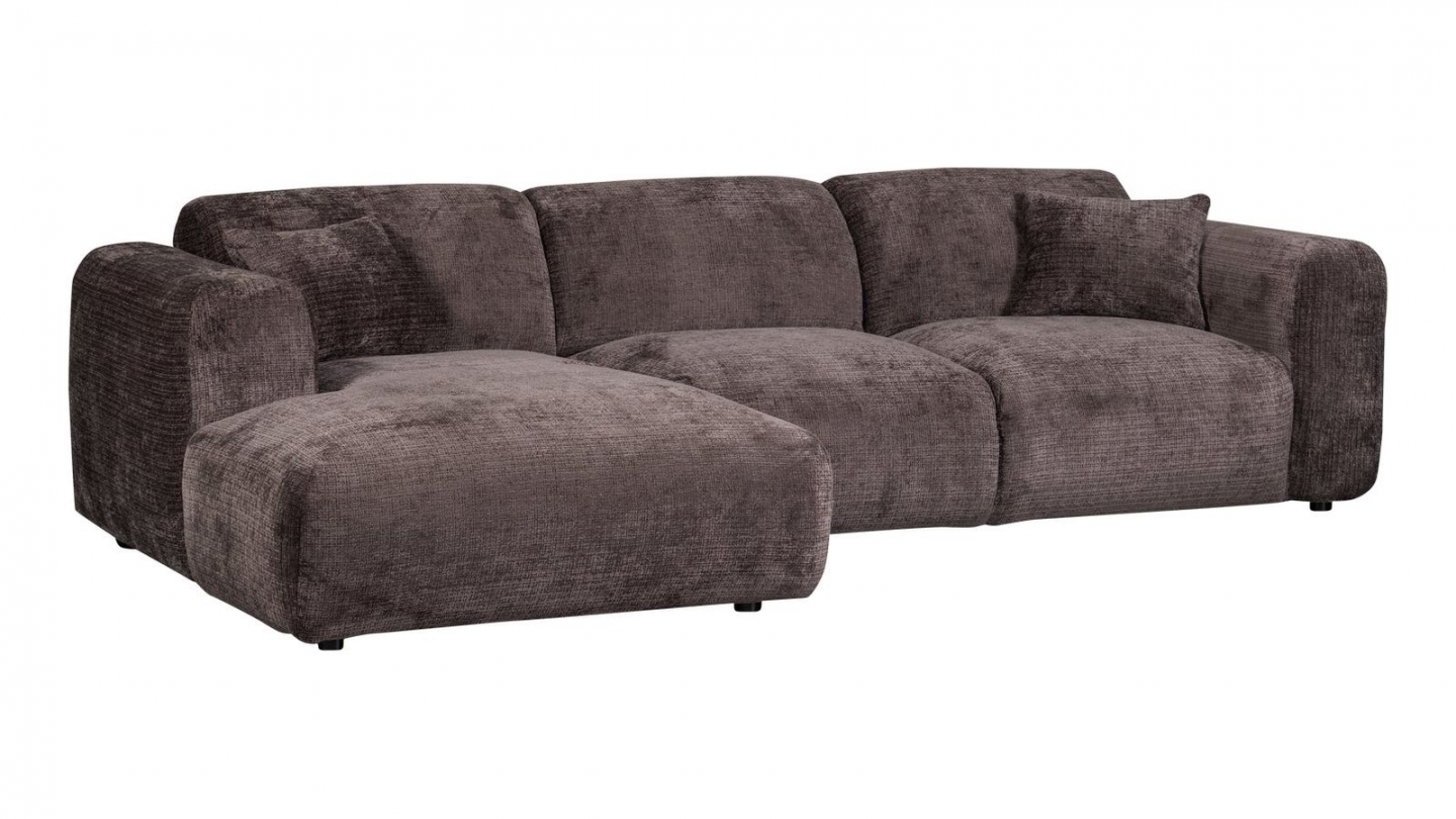 Canapé d'angle à gauche en tissu chenille marron - Cloud Canapé d'angle à gauche en tissu chenille marron - Cloud