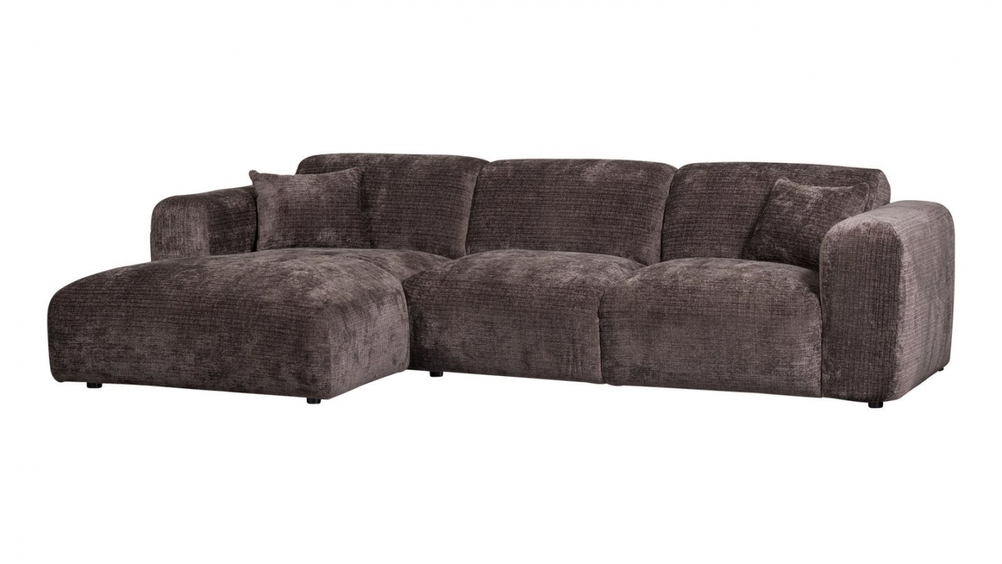 Canapé d'angle à gauche en tissu chenille marron - Cloud Canapé d'angle à gauche en tissu chenille marron - Cloud