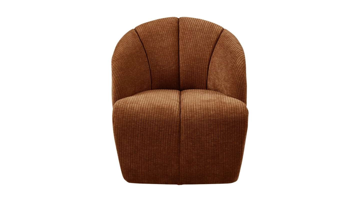 Fauteuil pivotant en tissu bouclé brun rouille - Mojo Fauteuil pivotant en tissu bouclé brun rouille - Mojo