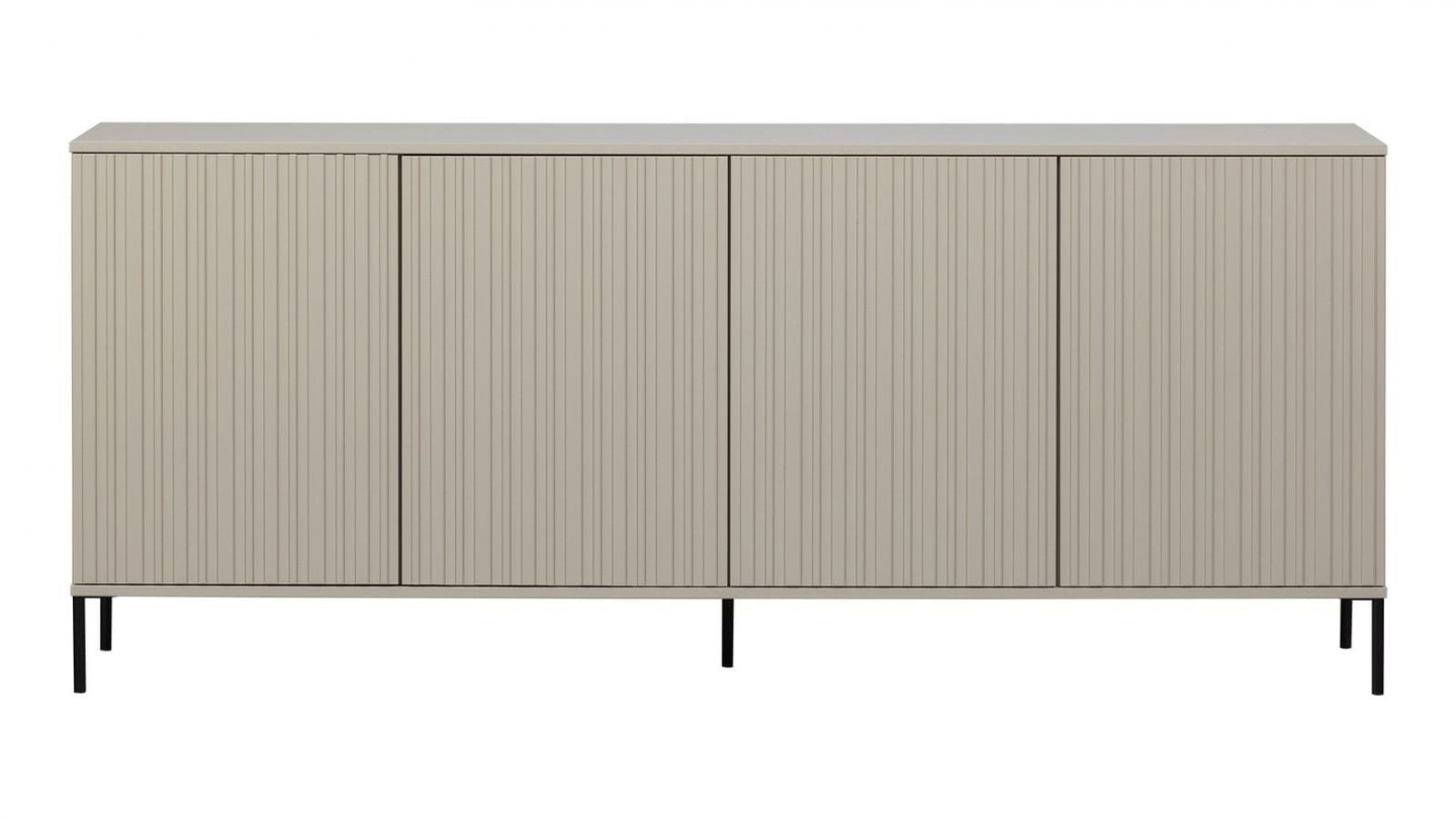 Buffet 4 portes en pin avec piétement métal noir – 200 cm - New Gravure Buffet 4 portes en pin avec piétement métal noir – 200 cm - New Gravure